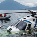 Cae helicóptero en un lago con siete personas a bordo en Guatemala (Video)